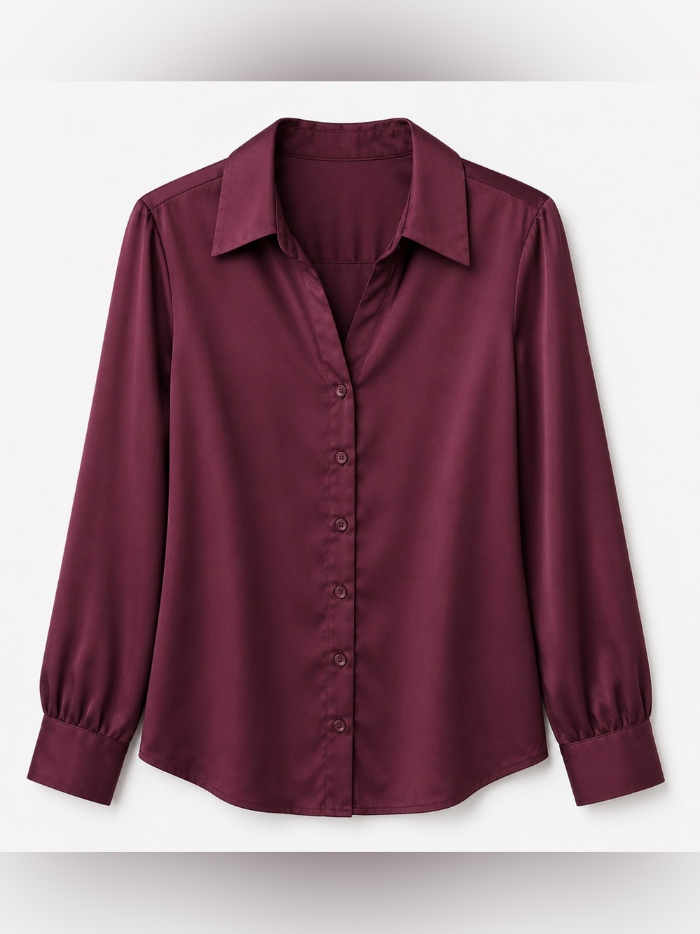 Classic Women's Button-Down Shirt in Deep Plum